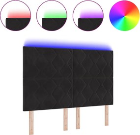 vidaXL LED κεφαλάρι Μαύρο 144 cm Τεχνητό Δέρμα