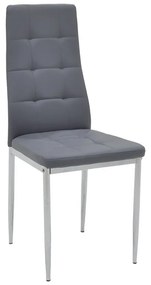 Καρέκλα Cube pakoworld PU γκρι-πόδι χρωμίου - Τεχνόδερμα - 127-000111