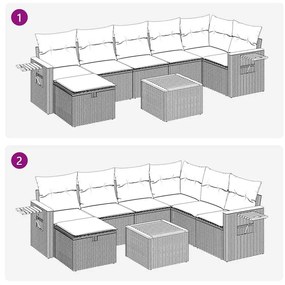 Σαλόνι Κήπου Σετ 8 τεμ. Μπεζ Συνθετικό Ρατάν με Μαξιλάρια - Μπεζ