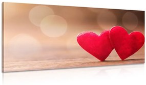 Εικόνα κόκκινων καρδιών σε ξύλινη υφή - 120x60