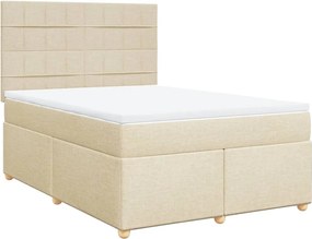 vidaXL Κρεβάτι Boxspring με Στρώμα Κρεμ 140x200 εκ. Υφασμάτινο