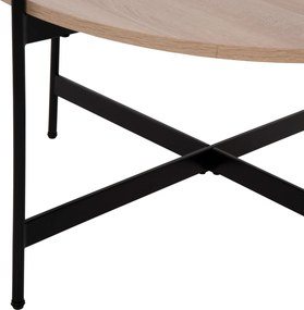 ΤΡΑΠΕΖΙ ΣΑΛΟΝΙΟΥ HM9588.03 MDF ΣΟΝΑΜΑ-ΜΑΥΡΗ ΜΕΤΑΛΛΙΚΗ ΒΑΣΗ Φ80x45Υεκ.