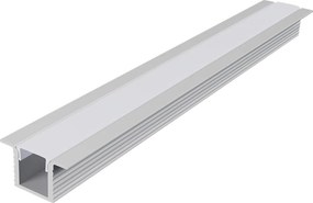 Προφίλ αλουμινίου χωνευτό 2000mm λευκό με opal PC κάλυμμα για ταινίες LED