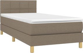 vidaXL Κρεβάτι Boxspring με Στρώμα &amp; LED Taupe 90x200 εκ. Υφασμάτινο