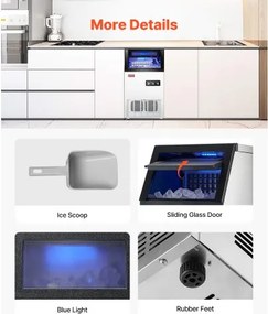 VEVOR Commercial Ice Maker Freestanding Cabinet Machine 100lbs/24H 36 Ice Cubes