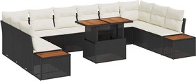 vidaXL Σετ Καναπέ Κήπου με αποθήκευση 11 pcs Μαύρο Πολυ ράταν