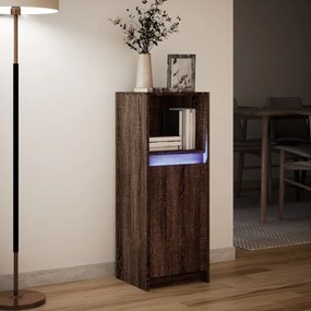 vidaXL Ντουλάπι με Φώτα LED Καφέ Δρυς 38x34x100 εκ. Επεξεργασμένο Ξύλο