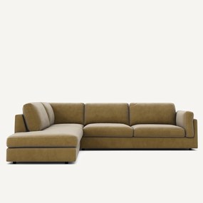 Γωνιακός καναπές με σεζλόνγκ από υφασμα μπουκλέ, César