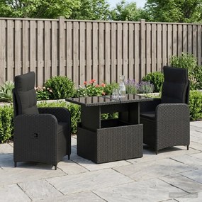 vidaXL Σετ Εξωτερικής Τραπέζης 3 τμχ. Μαύρο 100 x 55 x 73 cm