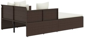 vidaXL Ξαπλώστρα με Μαξιλάρια Καφέ 182 x 118 x 63 εκ. Συνθετικό Ρατάν