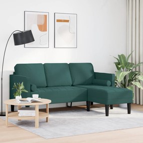 vidaXL Γωνιακός Καναπές 3 Θέσεων Σκούρο Πράσινο 160 εκ Υφασμάτινος