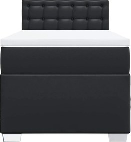 vidaXL Κρεβάτι Boxspring με Στρώμα Μαύρο 80 x 200 εκ. Συνθετικό Δέρμα