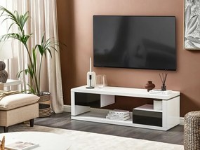 Τραπέζι Tv Berwyn 1209, Γυαλιστερό λευκό, Γυαλιστερό μαύρο, 140x43x39cm, 38 kg | Epipla1.gr