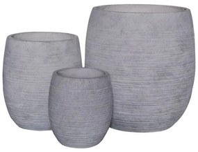 FLOWER POT-8  Set 3 τεμαχίων, Απόχρωση Light Grey Wash  Φ25x28 - Φ35x39 - Φ48x52cm [-Γκρι Ανοιχτό-] [-Artificial Cement (Recyclable)-] Ε6307,S