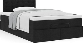 vidaXL Οθωμανικό κρεβάτι με στρώμα Μαύρο 120x190 cm Ύφασμα