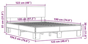 ΠΛΑΙΣΙΟ ΚΡΕΒΑΤΙΟΥ ΓΚΡΙ SONOMA 120 X 190ΕΚ. ΕΠΕΞ. ΞΥΛΟ &amp; ΜΕΤΑΛΛΟ 3280205