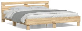 vidaXL Πλαίσιο Κρεβατιού με Κεφαλάρι Sonoma Δρυς 200x200εκ. Επεξ. Ξύλο