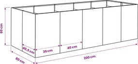 vidaXL Γλάστρα Κήπου Ασημί 200 x 80 x 60 εκ Γαλβανισμένος Χάλυβας