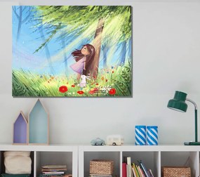 Παιδικός πίνακας σε καμβά δέντρο με κορίτσι KNV0295 80cm x 120cm