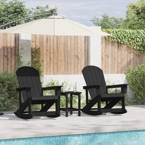 vidaXL Σετ Ξαπλώστρας Κήπου 3 pcs Μαύρο HDPE