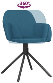 vidaXL Καρέκλες Τραπεζαρίας Περιστρεφόμενες 2 τεμ. Μπλε Βελούδινες