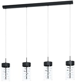 Φωτιστικό Οροφής - Ράγα 39737 Cabeloza Led/4 Κρύσταλλο Black Eglo Metal, Glass