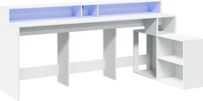 vidaXL Γραφείο με LED Λευκό 200x104x91 εκ. από Επεξεργασμένο Ξύλο