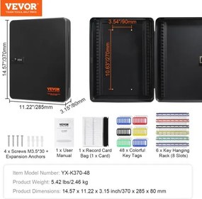 VEVOR 48-Key Cabinet Key Safe with Combination Lock &amp; Keys Adjustable Racks