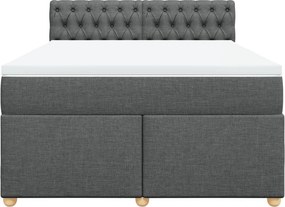 vidaXL Κρεβάτι Boxspring με Στρώμα Σκούρο Γκρι 140x190 εκ. Υφασμάτινο