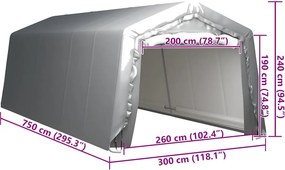 vidaXL Τέντα Αποθήκευσης Γκρι 300 x 750 εκ. Ατσάλινη