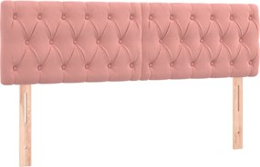 vidaXL Κρεβάτι Boxspring με Στρώμα Ροζ 140x200 εκ. Βελούδινο