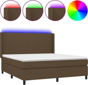 vidaXL LED Κρεβάτι με βάθρο με κεφαλάρι ύφασμα