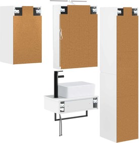 vidaXL Σετ Επίπλων Μπάνιου 5 pcs Λευκό Επεξεργασμένο Ξύλο και Γυαλί