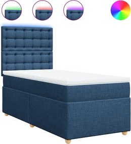 vidaXL Κρεβάτι Boxspring με Στρώμα Μπλε 100 x 200 εκ. Υφασμάτινο