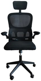 Καρέκλα γραφείου Recko pakoworld ύφασμα mesh σε μαύρη απόχρωση 56x62x116-125εκ