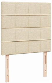 vidaXL Οθωμανικό κρεβάτι με στρώμα Cream 100x200cm ύφασμα