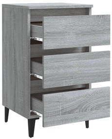 vidaXL Κομοδίνο Γκρι Sonoma 40 x 35 x 69 εκ. με Μεταλλικά Πόδια