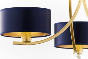 Κρεμαστό Πολύφωτο Arthur Φ65cm Χρυσό με Μπλε Ύφασμα