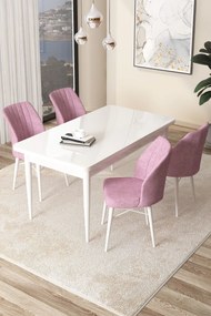 Dining Table &amp; Chairs Set (5 Pieces) Arp - White, Pink White
Pink