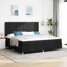 vidaXL LED Κρεβάτι με βάθρο με στρώμα Μαύρο 200 x 200 cm ύφασμα