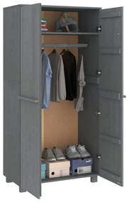 vidaXL Ντουλάπα HAMAR Σκ. Γκρι 89 x 50 x 180 εκ. από Μασίφ Ξύλο Πεύκου
