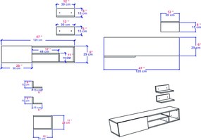 Σύνθεση Σαλονιού Zeplin - Χρώμα Λευκό - 120x29,6x29,3εκ