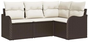 vidaXL Σετ Καναπέ Κήπου με μαξιλάρι 4 pcs Καφέ Πολυ ράταν