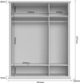 Ντουλάπα τρίφυλλη Tahoma 3D-Leuko