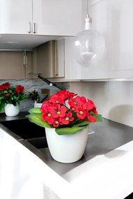 Stewehome τεχνητό μπουκέτο βιολέτας με ζωντανή υφή σε λευκή γλάστρα Λευκό