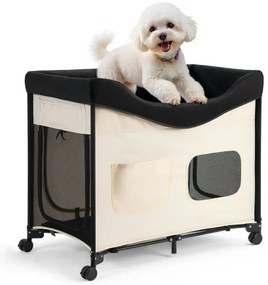 VEVOR Elevated Lounge Pet Bed Foldable Bunk Dog Bed with Wheels &amp; Side Bags XL