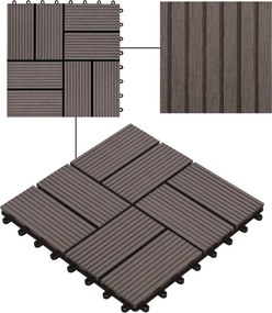 vidaXL Πλάκα Κατασκευής 11 pcs Σκούρο Καφέ 30 x 30 cm WPC