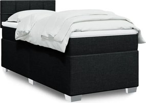 vidaXL Κρεβάτι Boxspring με Στρώμα Μαύρο 90x190 εκ.Υφασμάτινο