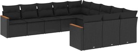 vidaXL Patio Sofa Set 11-θέσια Black