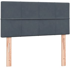 Box Spring Κρεβάτι με στρώμα Σκούρο γκρι 100x220 εκ. Βελούδινο - Γκρι